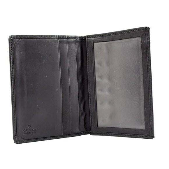 Auth GUCCI GG Pattern, Metal Bar - Black Jacquard Leather Pass Holder - Picture 2 of 4